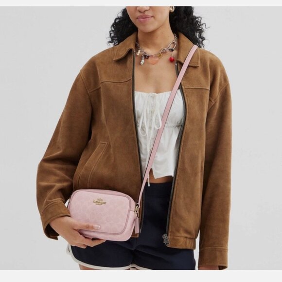 Coach Powder Pink Mini Jamie Camera Bag in Signature Canvas and Leather. - Picture 8 of 10